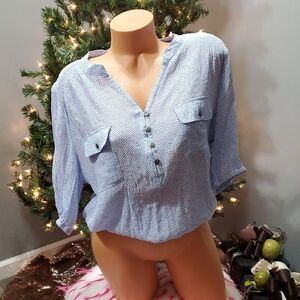 Elementz design button smocked top blouse XL NWOT